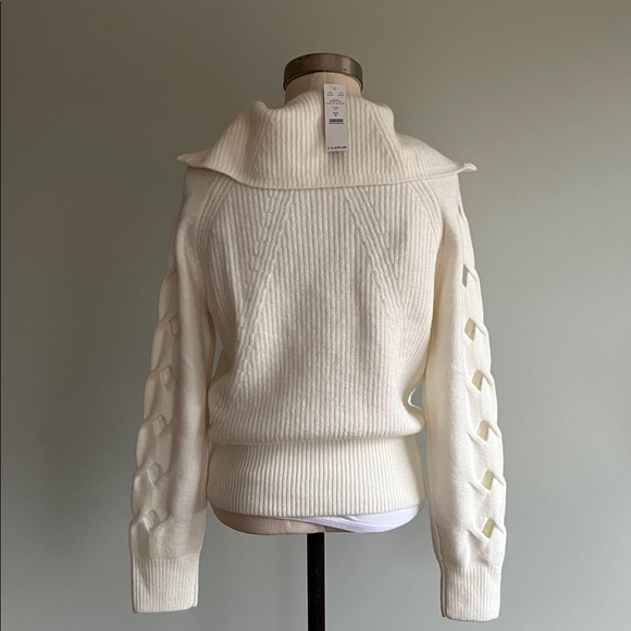 White House Black Market Cream Cowl Neck Sweater - Picture 7 of 12